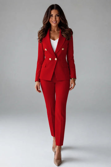 Women's Winter Double Breasted Blazer Suit Set