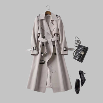 Women's double-breasted notch lapel midi winter trench coat