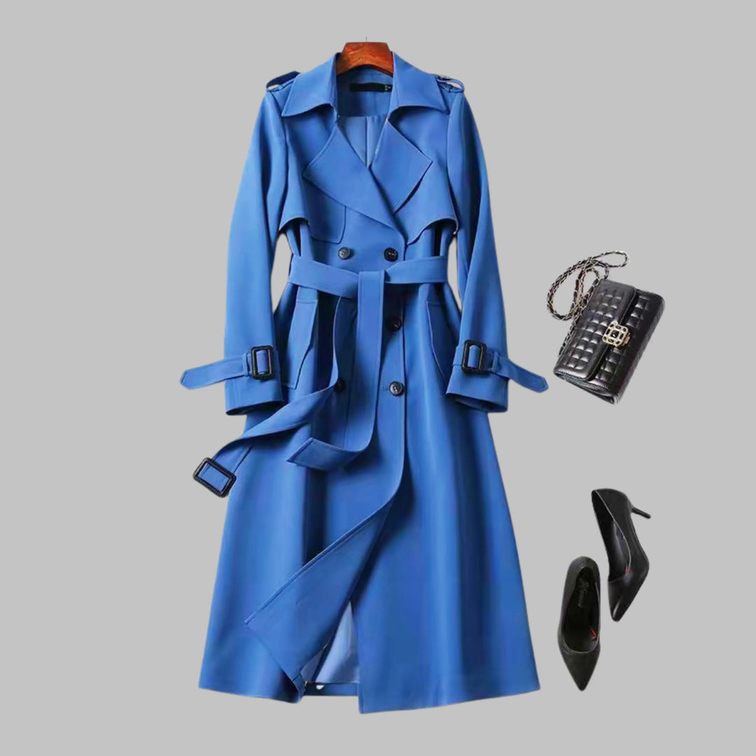 Women's double-breasted notch lapel midi winter trench coat
