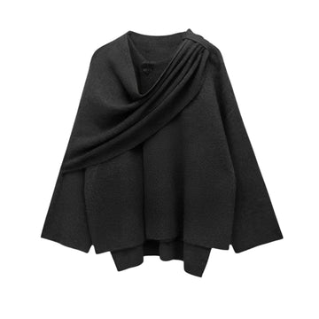 Women's draped button-front winter wool cape
