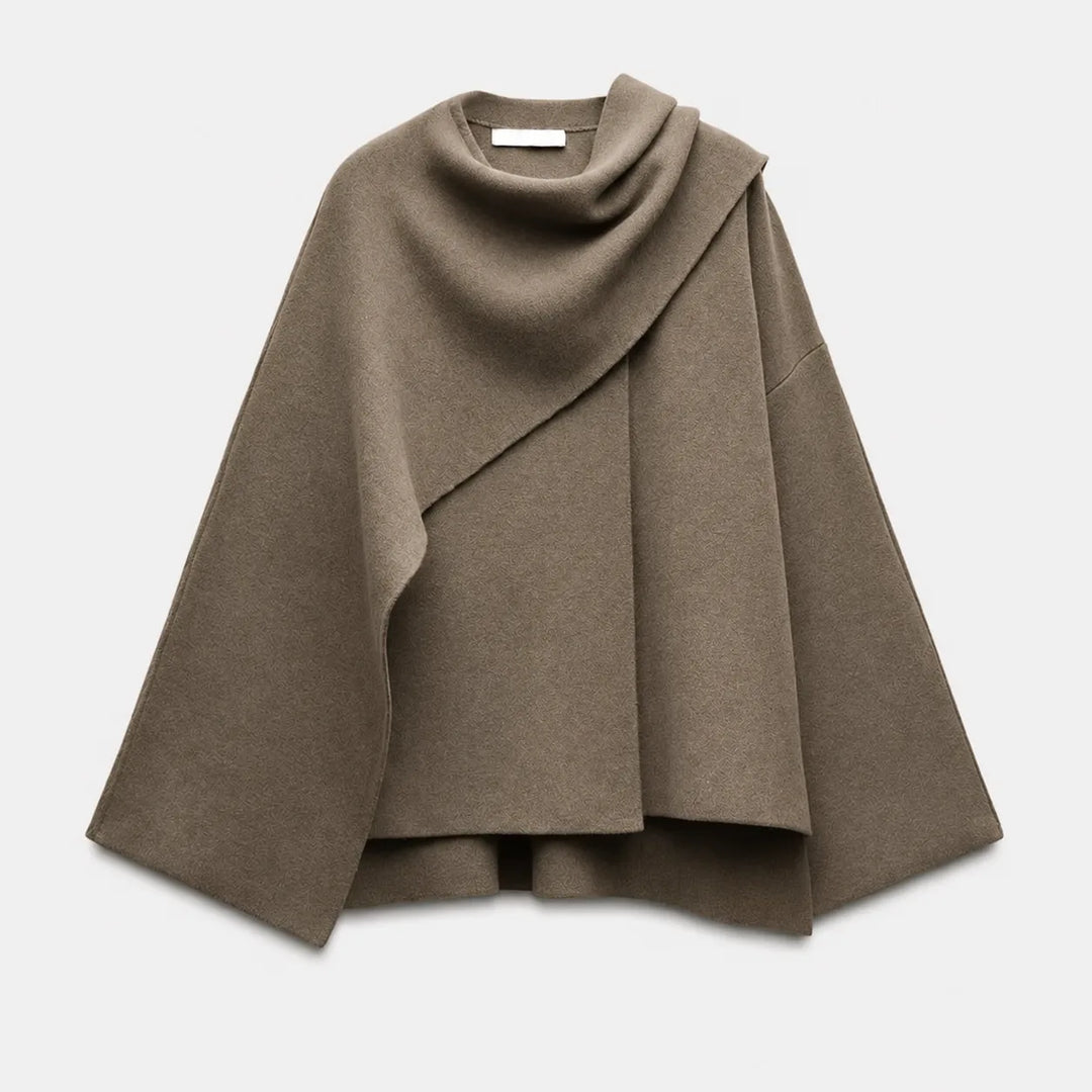 Women's draped button-front winter wool cape