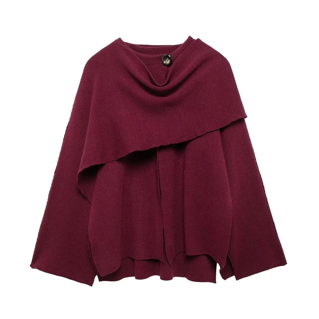 Women's draped button-front winter wool cape