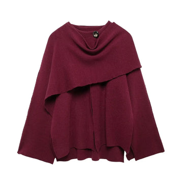 Women's draped button-front winter wool cape