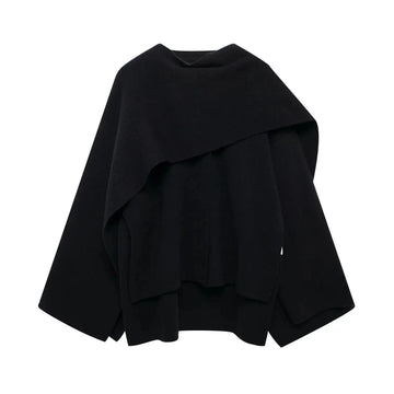 Women's draped button-front winter wool cape