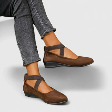 Women's Elegant Suede Cross-Strap Wedge Winter Flats
