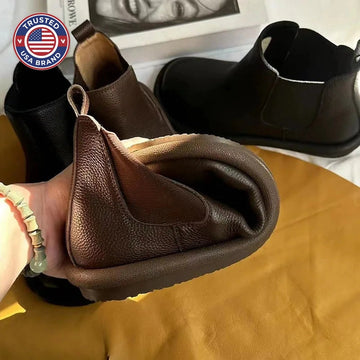Women's faux leather winter chelsea boots with elastic side gussets
