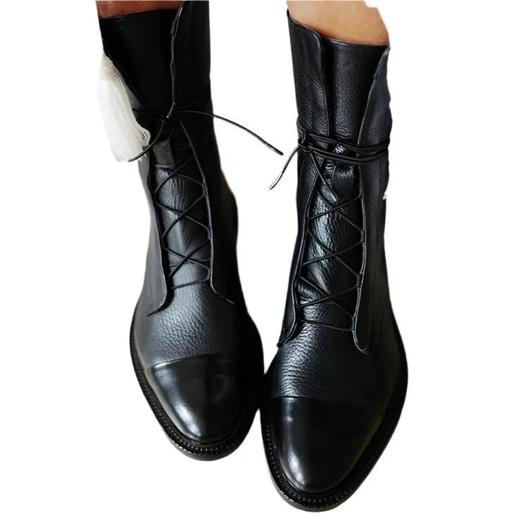 Women's faux leather lace-up ankle winter boots