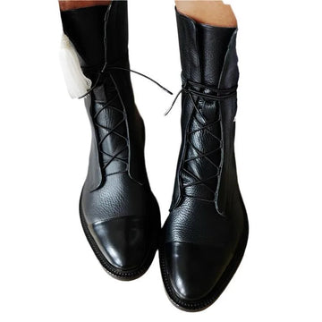 Women's faux leather lace-up ankle winter boots