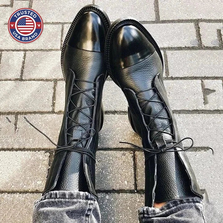 Women's faux leather lace-up ankle winter boots