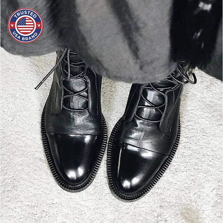 Women's faux leather lace-up ankle winter boots