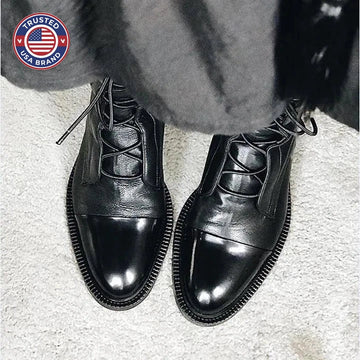 Women's faux leather lace-up ankle winter boots