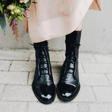 Women's faux leather lace-up ankle winter boots