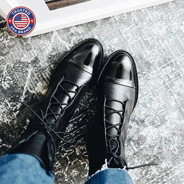 Women's faux leather lace-up ankle winter boots