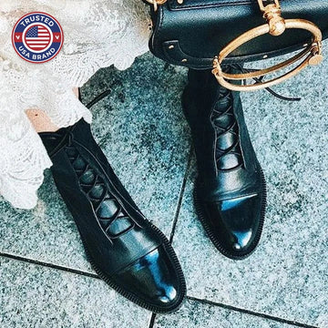 Women's faux leather lace-up ankle winter boots