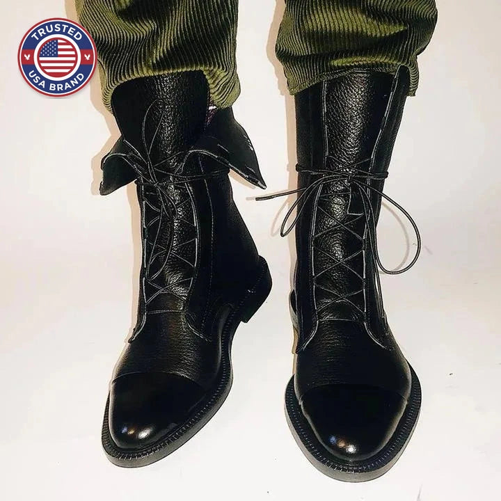 Women's faux leather lace-up ankle winter boots