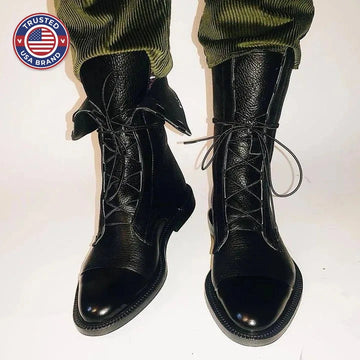 Women's faux leather lace-up ankle winter boots