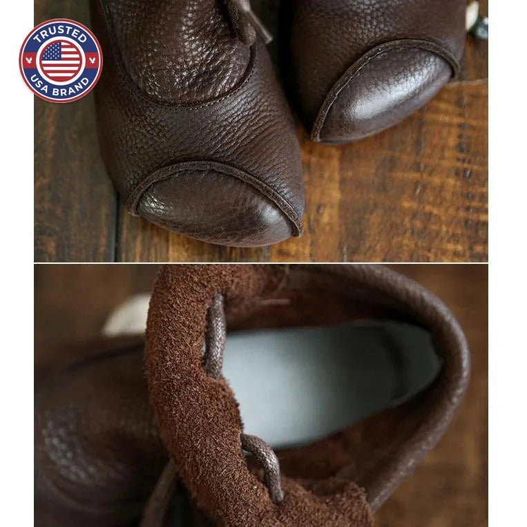 Women's faux leather lace-up ankle winter boots with furry lining