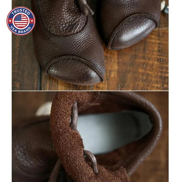 Women's faux leather lace-up ankle winter boots with furry lining