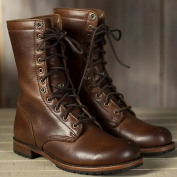 Women's faux leather lace-up heeled winter boots