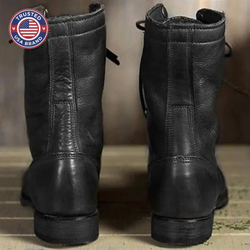 Women's faux leather lace-up heeled winter boots