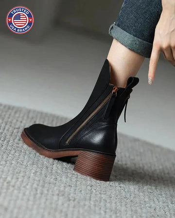 Women's faux leather side zip ankle winter boots