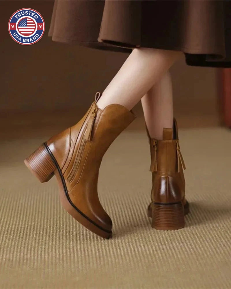 Women's faux leather side zip ankle winter boots