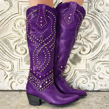 Women's faux leather side zip knee high winter boots