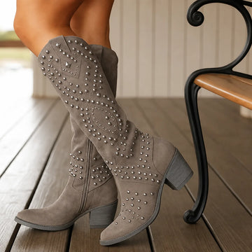 Women's faux leather side zip knee high winter boots