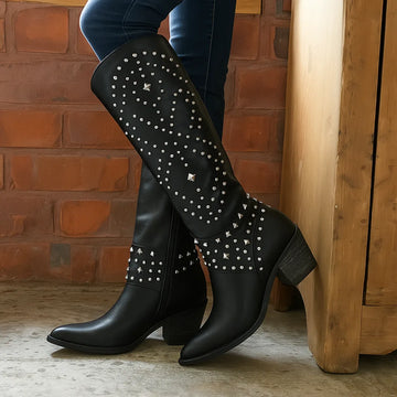 Women's faux leather side zip knee high winter boots