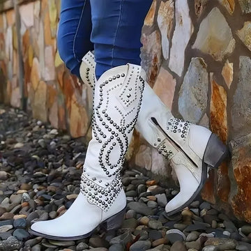 Women's faux leather side zip knee high winter boots