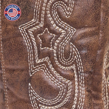 Women's faux leather side zip knee high winter boots with embroidered shaft
