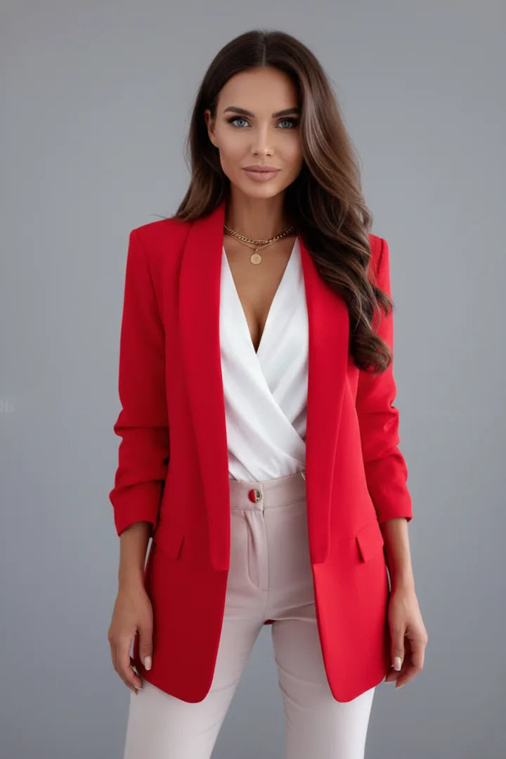 Women's Fitted Wrap Collar Winter Blazer