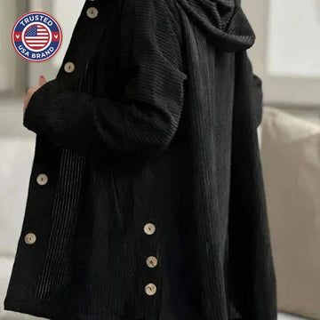 Women's fleece button-front hooded winter cardigan with high-low hem