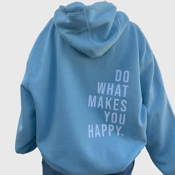 Women's winter fleece hoodie with text print back