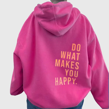 Women's winter fleece hoodie with text print back