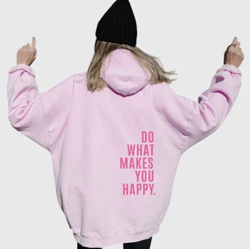 Women's winter fleece hoodie with text print back