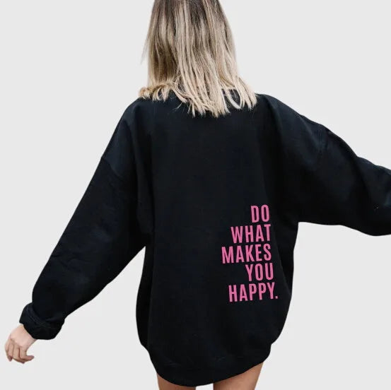 Women's winter fleece hoodie with text print back