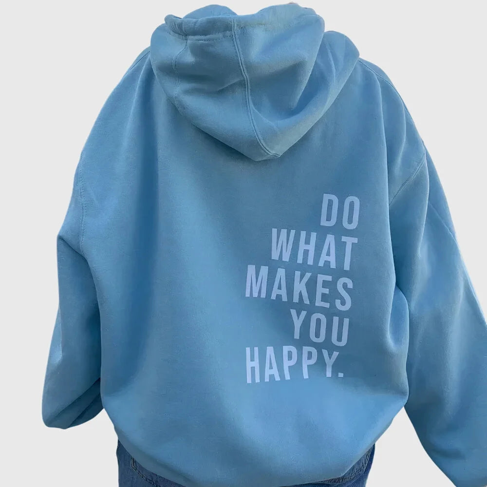 Women's winter fleece hoodie with text print on back - Light Pink - White Print