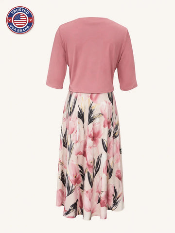 Women's Floral Winter Maxi Dress Set with Jacket
