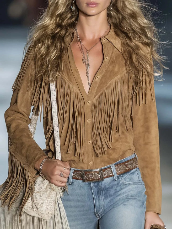 Women's Fringe Western Long Sleeve Winter Shirt