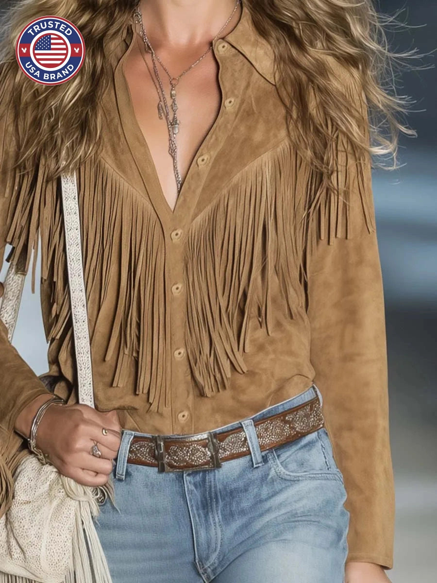 Women's Fringe Western Long Sleeve Winter Shirt