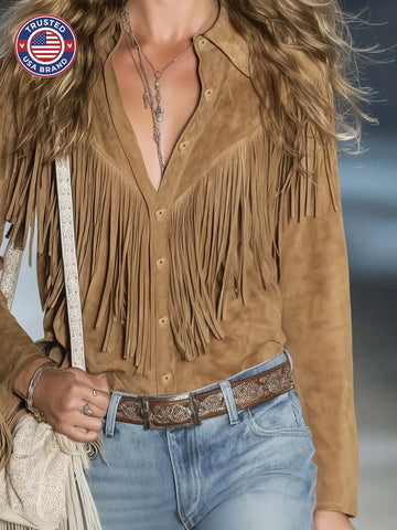 Women's Fringe Western Long Sleeve Winter Shirt