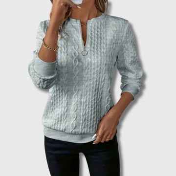 Women's half-zip stand collar winter cable knit sweater