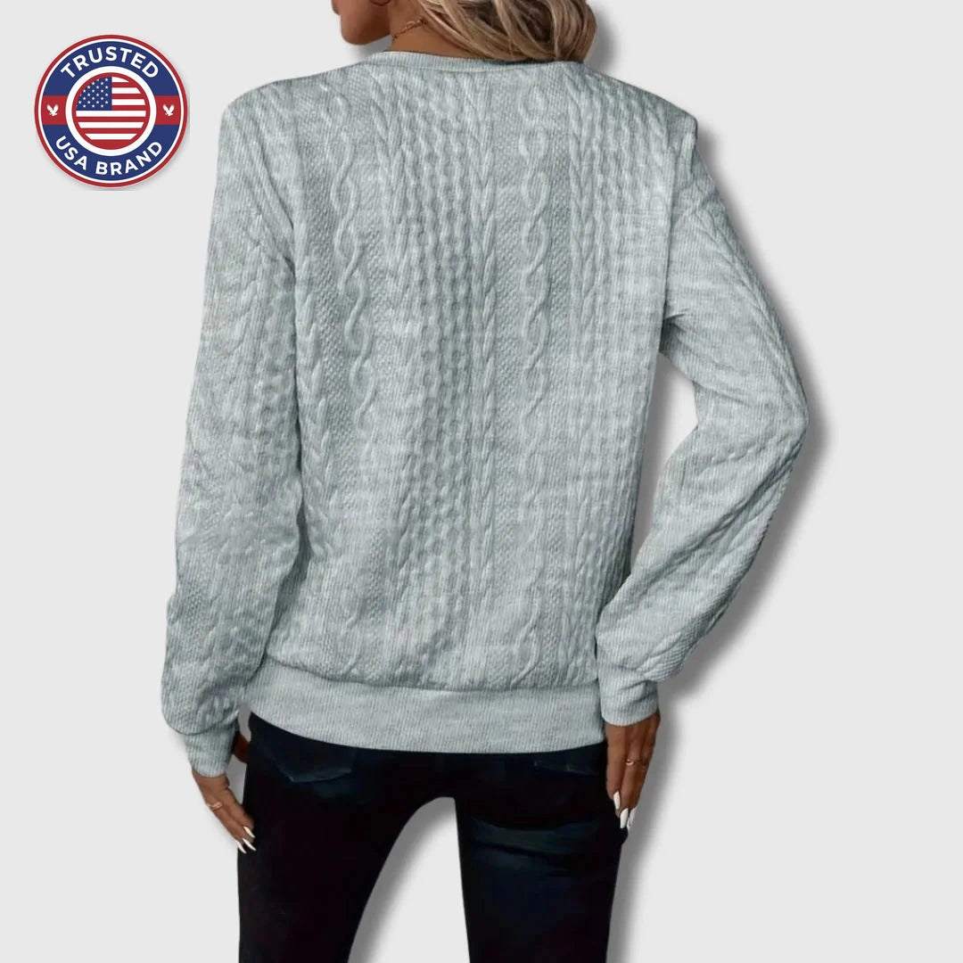 Women's half-zip stand collar winter cable knit sweater
