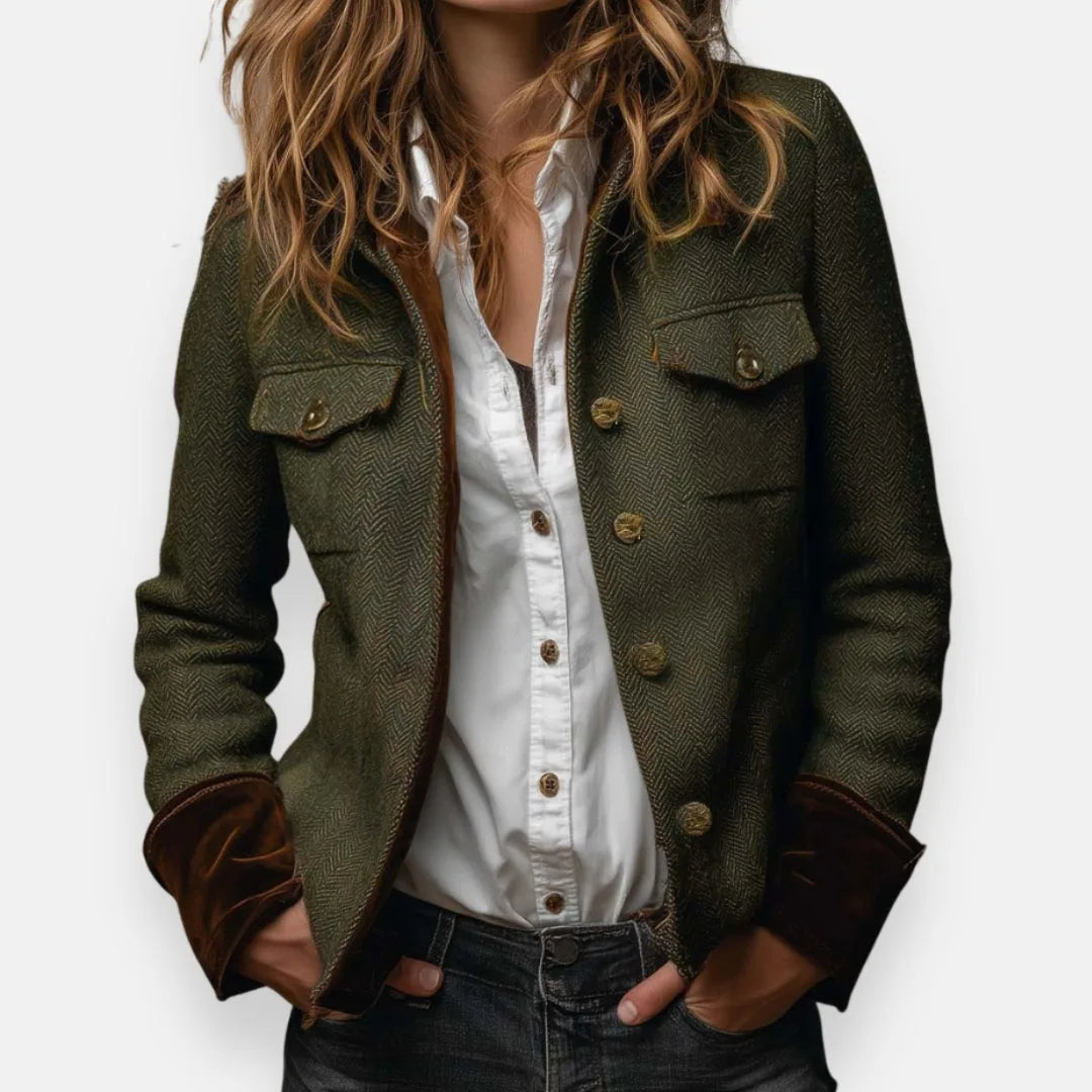 Women's Herringbone Long Sleeve Winter Jacket