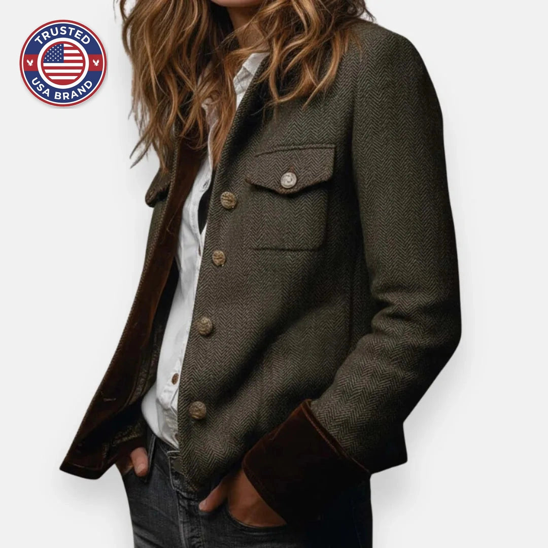 Women's Herringbone Long Sleeve Winter Jacket