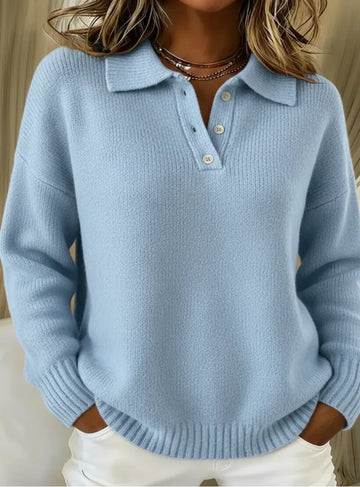 Women's knit button-front collared winter sweater