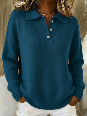 Women's knit button-front collared winter sweater
