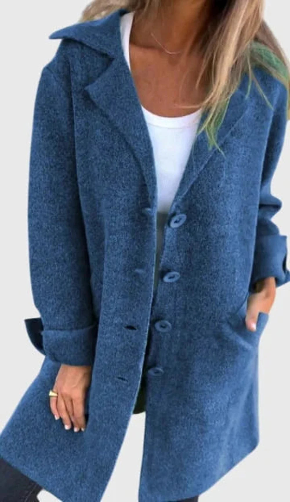 Women's knit button-front notch lapel winter cardigan with cuffed sleeves - Pink