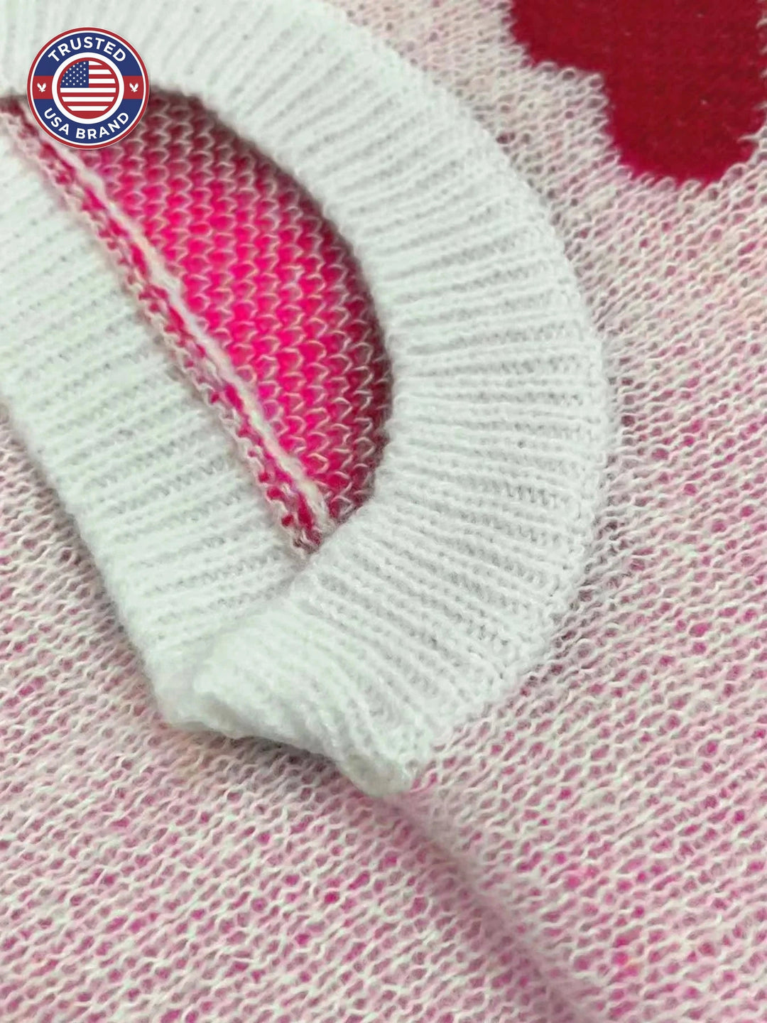 Women's knit crew neck winter sweater with heart pattern